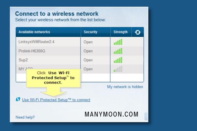 2. Select the WiFi Protected Setup