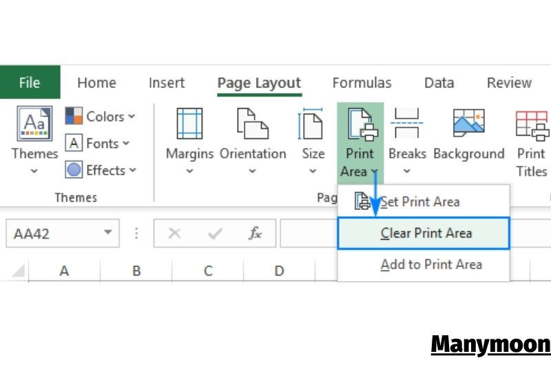 How to clear print area in Excel
